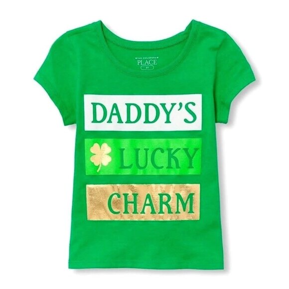 ST PATRICK'S DAY DADDY'S LUCKY CHARM GIRLS GREEN TOP T SHIRT 2T - Picture 1 of 1